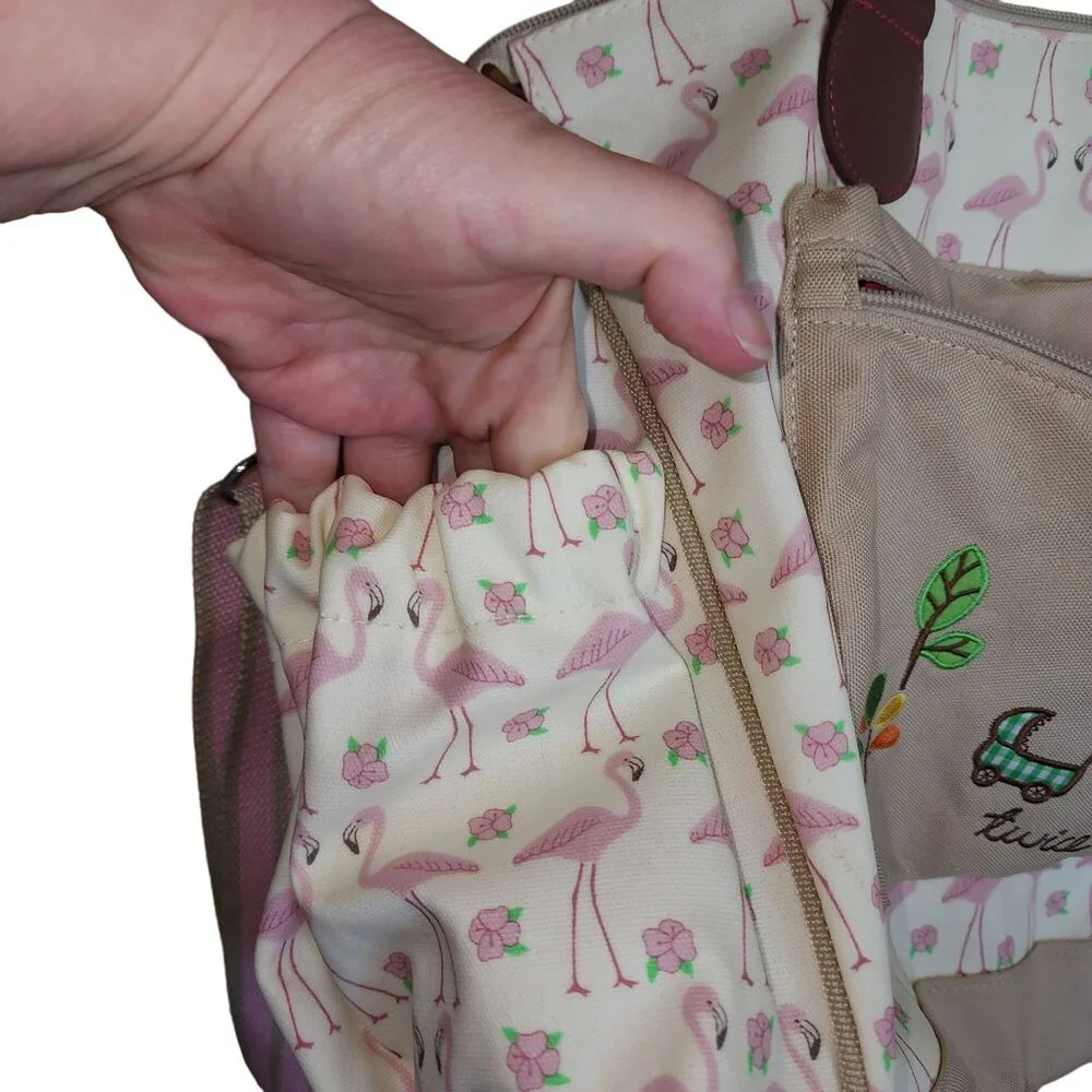 Yummy Mummy Pink Lining Flamingo Diaper bag TWINS